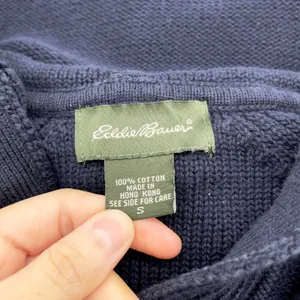 Eddie Bauer Hooded Sweater‎ Women Small Cotton Cable Knit Minimal Preppy Granola thumbnail 7