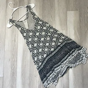 Free People Dress crochet printed mini womens Blue xsmall bohemian beach hippie thumbnail 1