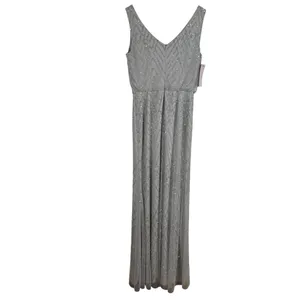 BHLDN NWT Light‎ Gray Chevron Beaded Gown Size 2 thumbnail 4