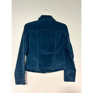 AMI Women Teal Blue Corduroy Trucker‎ Jacket Small Button Front Utility Coat S thumbnail 4