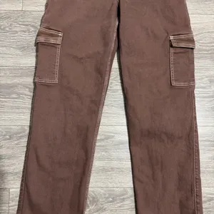 Hollister Ultra High-Rise Dad Jeans‎ Brown Cargo Contrast Stitch 3R W26 L31 thumbnail 6