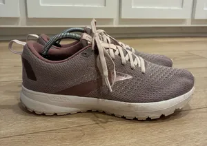 Brooks Women’s Revel 4 Road Running Shoe Metallic Almond Primrose Size 7 thumbnail 1
