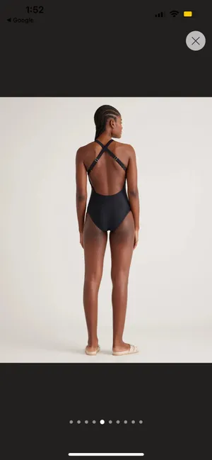 New Quince Cross-Back One-Piece Swimsuit in Black Size Large thumbnail 6