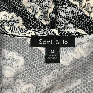 Sami & Jo‎ Women's Lace Embroidered Black Cream 3/4 Sleeve Dress Size M thumbnail 3