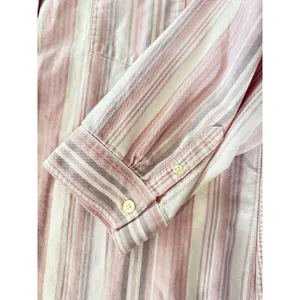 LL Bean Women XL Stripe 3/4 Cotton Retro Utility Pink Outdoor Blouse Preppy thumbnail 4