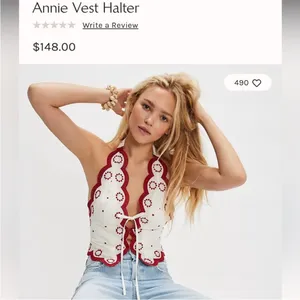 Free People Annie Halter Vest Top- Medium thumbnail 4