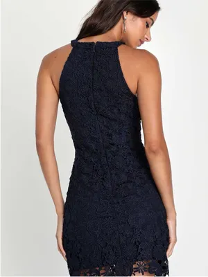 Lulus Love Poem Navy Blue Lace Mini Dress Size XS thumbnail 3