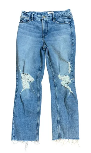 Good American High Rise Distressed Straight Leg Jeans sz‎ 8 thumbnail 1