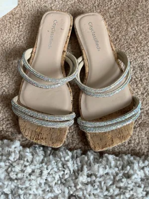 Cityclassified Rhinestone Cork Flat Slide Sandals Size 7 thumbnail 2