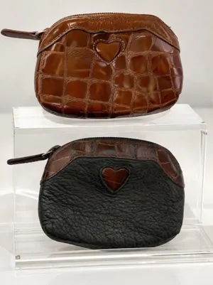 Brighton Leather Coin Pouch Set Heart Detail Croc Zip Small Wallets Mini Set thumbnail 1