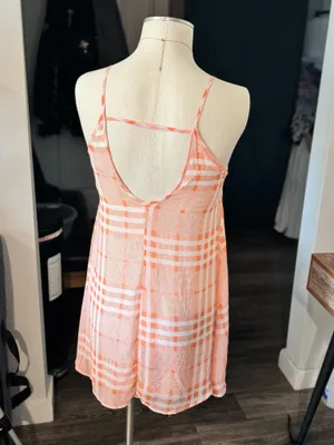 LUSH Vintage Vibe Peach Plaid Cami Slip Dress Size Small thumbnail 9
