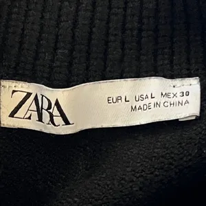 ZARA Striped Half Zip Cropped Sweater Black Cream Size L Knit thumbnail 3