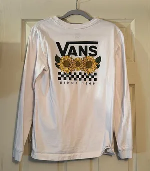 Vans White sunflower long sleeve size m(fits like small) thumbnail 2