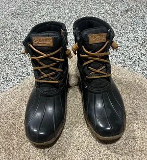 Women’s Sperry Black and Brown Duck Boots thumbnail 1