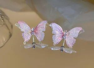 Super Sweet Pink Butterfly Stud Earrings for Women thumbnail 1