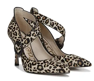 Sam Edelman Pointed-Toe Haircalf Pumps Hinda Nude Leopard Size 6.5 Strappy thumbnail 1