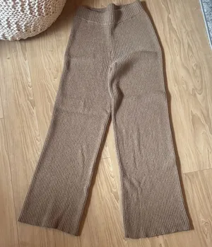 Lovers + Friends Tan Wide Leg Knit Pants thumbnail 1