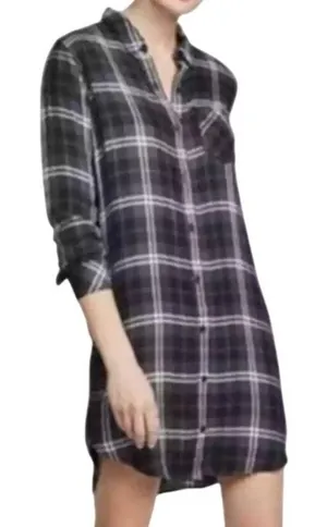 Rails Black White Plaid Button Down Long Sleeve Bianca Soft Shirt Dress size M thumbnail 1