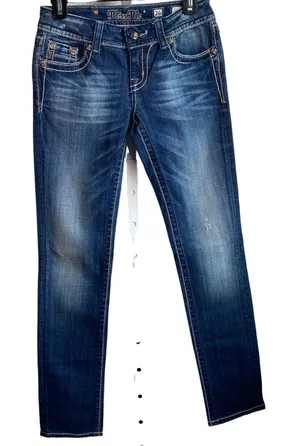 Miss Me Jeans Women's Size 26 Skinny style Denim Embellished‎ flap Pockets thumbnail 1