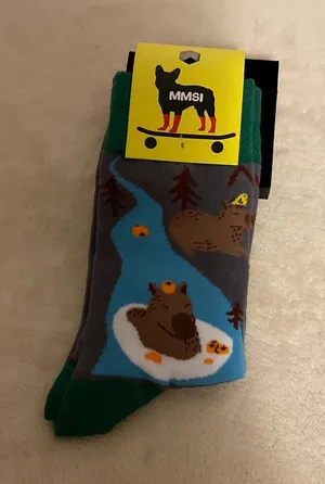 MSI Men's Bear River Crew Socks in Green, Blue, Gray thumbnail 1