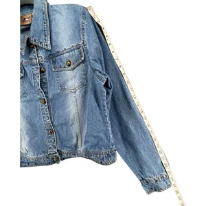 Don't Mess With Texas Jean‎ Jacket Womens XL Blue Denim Studded Western Cowgirl thumbnail 9