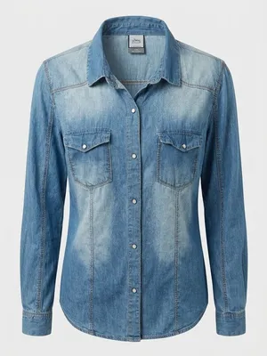Laura Ashley Denim Womens XL Western Pearl Snap Button Denim Shirt Acid Wash Y2K thumbnail 1