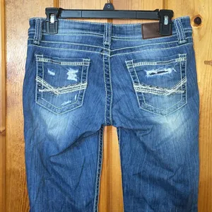 BKE denim Stella distressed jeans bootcut size 26x31 1/2 lighter western country thumbnail 7