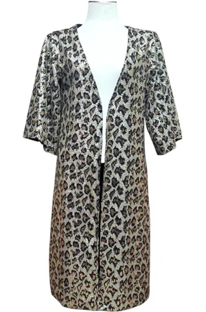 L&B Open Front Mid Length Kimono Leopard Sequin Small thumbnail 1