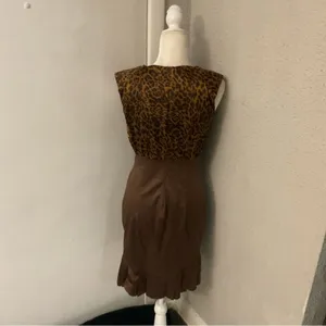XOXO Brown Cowl Neck Cheetah Print Dress 5/6 Mobwife Coquette Girl Retrogirl Y2K thumbnail 2