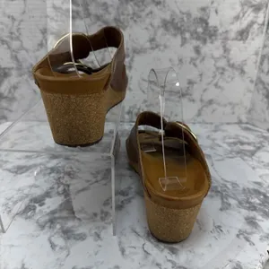 Birkenstock Papillio Brown Oil Leather Nora Big Buckle Wedge Sandal Size 39 8.5 thumbnail 7