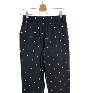 ModCloth Game Changer Twill Pants Ankle Star Moon Print Silver‎ Black Size 4 thumbnail 10