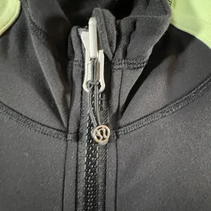 Lululemon Scuba Hoodie Jacket Size‎ 8 Black Green Colorblock Full Zip Pockets thumbnail 3