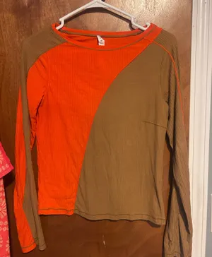 brown and orange lululemon long sleeve thumbnail 1