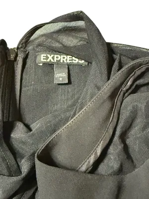 Express Size 0 Black Dress Mesh Illusion Neckline Overlay Sleeveless Cocktail thumbnail 3