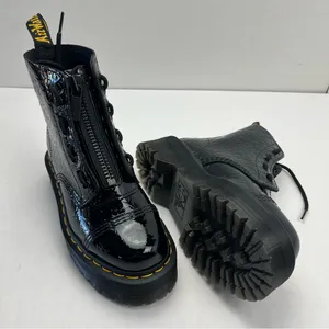 Dr. Martens Sinclair Leopard Emboss Patent Leather Platform Boots‎ Womens 5 NWOT thumbnail 1