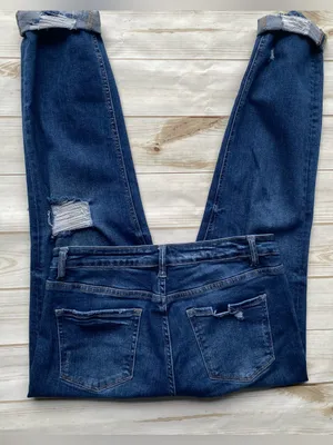 Vervet denim dark wash stretch cuffed slim straight jeans distressed fall winter thumbnail 4