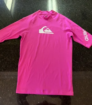 Quiksilver Women's Rashguard Sz Sm Hot Pink‎ Swim Shirt Compression Surfer Beach thumbnail 1