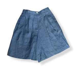 Vintage Harolds Blue Linen Shorts‎ High Waist Pleated Minimalist 90s Nautical thumbnail 1