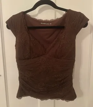 Abercrombie Brown Lace Top S thumbnail 1