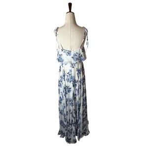 Lulus Pollen for You Maxi Dress Women Small Blue White Floral Chiffon Wedding thumbnail 3