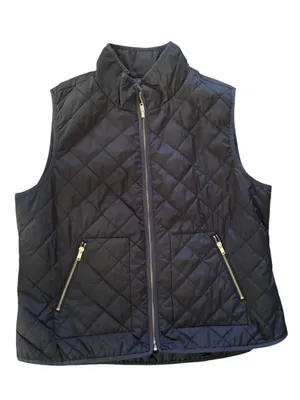 Old Navy Quilted Full Zip Vest Sz XL Black Lightweight Zip Pockets Gold Hardware thumbnail 1