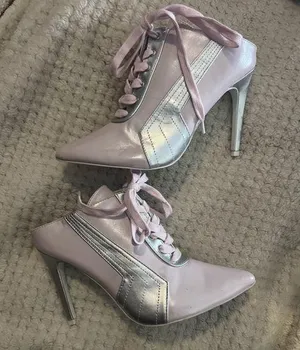 8.5 Cape Robbin light pink grey stiletto slip on boots thumbnail 1