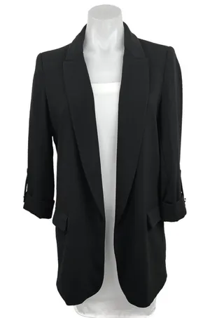 Zara Basic Women's Black Long Sleeve Business Open-Front Blazer Jacket Size S thumbnail 1