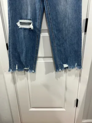 Lovervet High Rise, Medium Wash, distressed Dad Jeans thumbnail 4