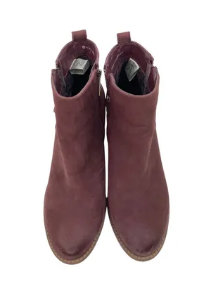 -Blondo Eve Leather Ankle Booties Boots Womens 8.5 Plum Burgundy Waterproof thumbnail 7