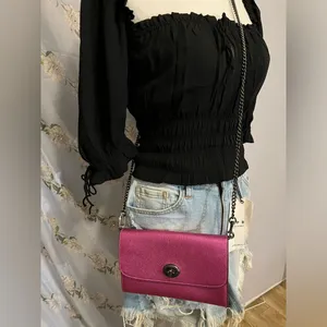 Coach Vibrant Pink Crossbody Bag with Chain Strap thumbnail 2