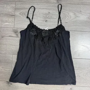 Aeropostale black lace cami top with floral embroidery thumbnail 2