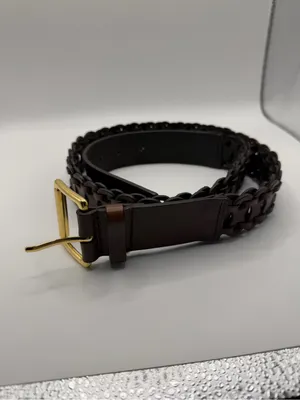 Antonio Melani ladies genuine leather braided boho belt size medium gold buckle thumbnail 2