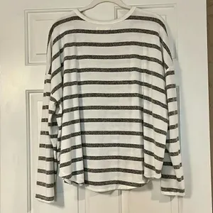Lucky Brand Gray White Striped Crew Neck Long Sleeve XL thumbnail 2