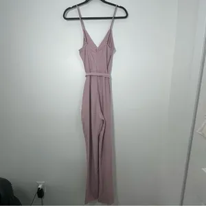 Lovers & Friends Revolve Jenny Wide-Leg Pink Jumpsuit Size XS thumbnail 3